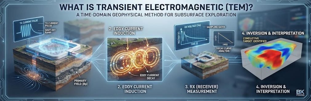 Comparative illustration of geophysical resistivity (contact) vs. conductivity (non-contact) survey methods.