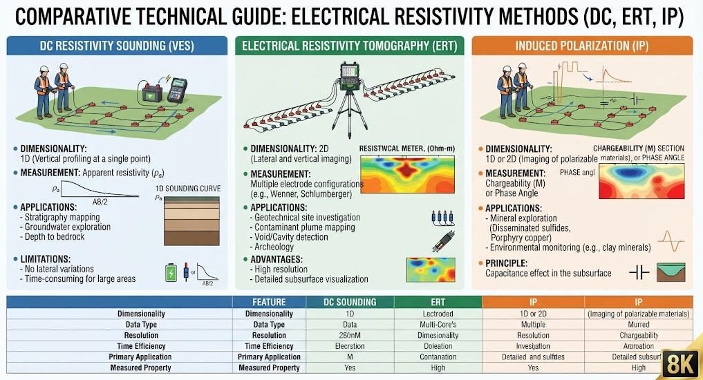 Comparison of electrical resistivity method types