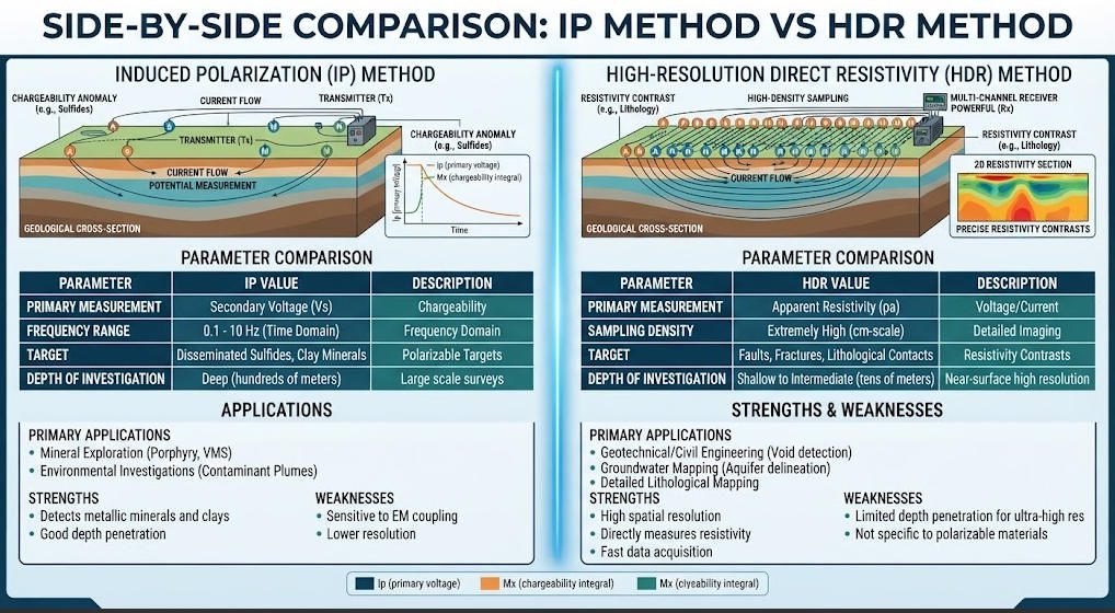 IP method vs high-density resistivity technical comparison