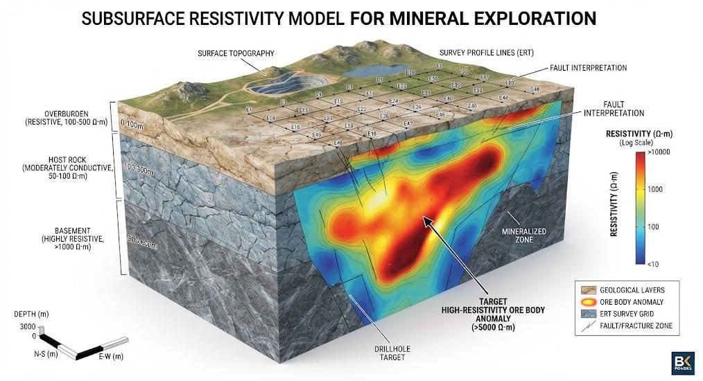 3D resistivity model of ore body from geophysical survey