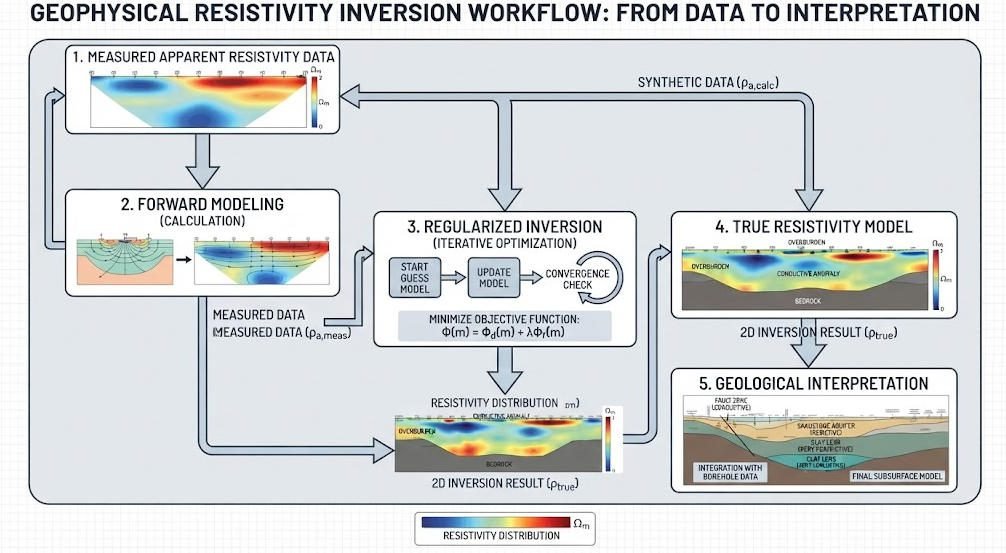 Resistivity forward modeling and inversion process flow