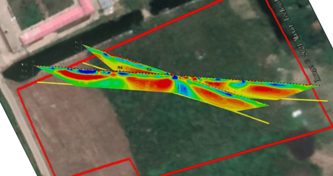 Results of two-dimensional resistivity profile
