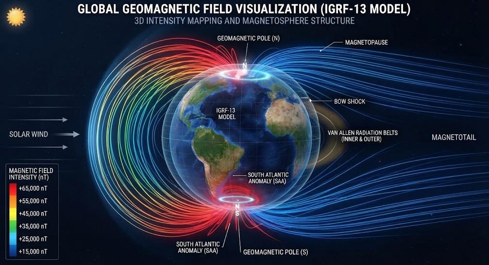 IGRF International Geomagnetic Reference Field global model visualization