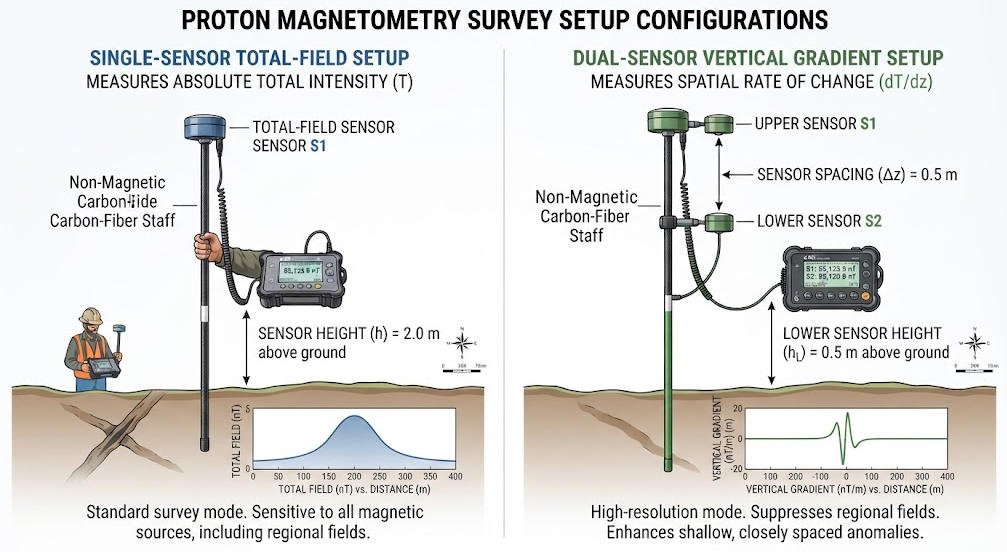 Proton magnetometer equipment selection for magnetic survey projects