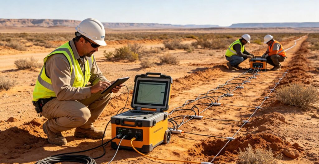 Electrical Resistivity Tomography survey using GIM Series equipment for groundwater exploration and subsurface imaging
