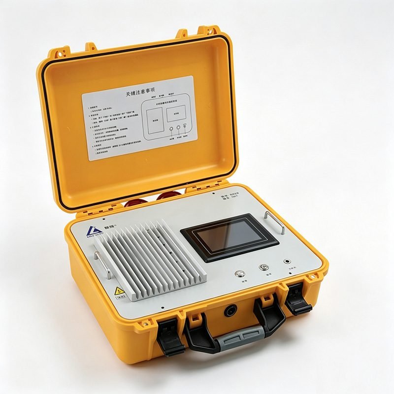 MSATEM semi-airborne transient electromagnetic ground transmitter host, portable yellow industrial case UAV airborne TEM geological exploration equipment for mountain wetland mineral survey