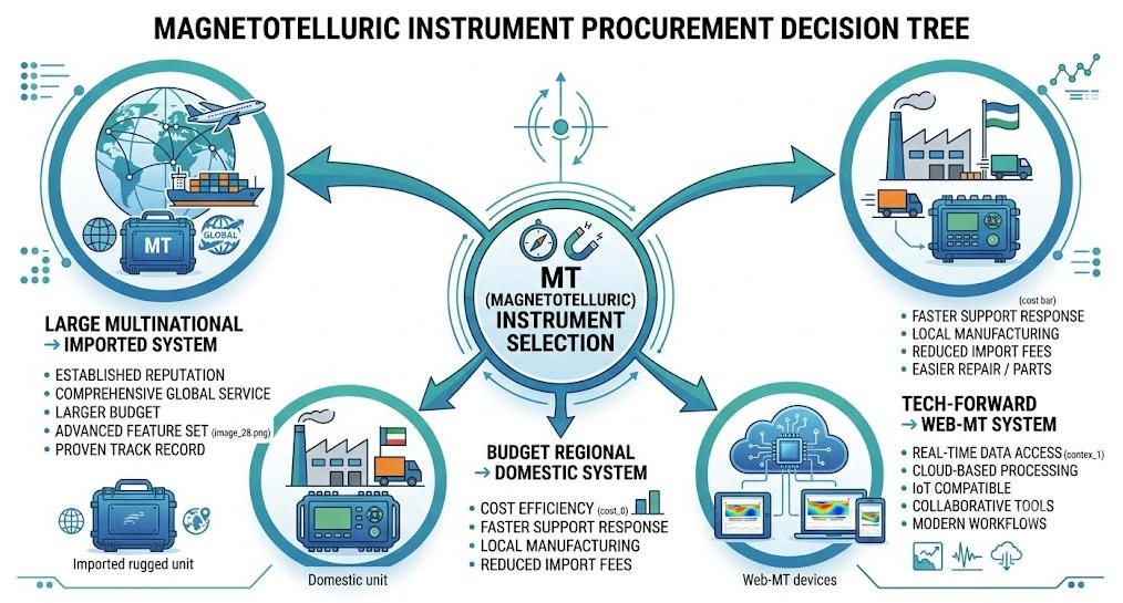 MT survey instrument selection decision matrix for different budgets and project types