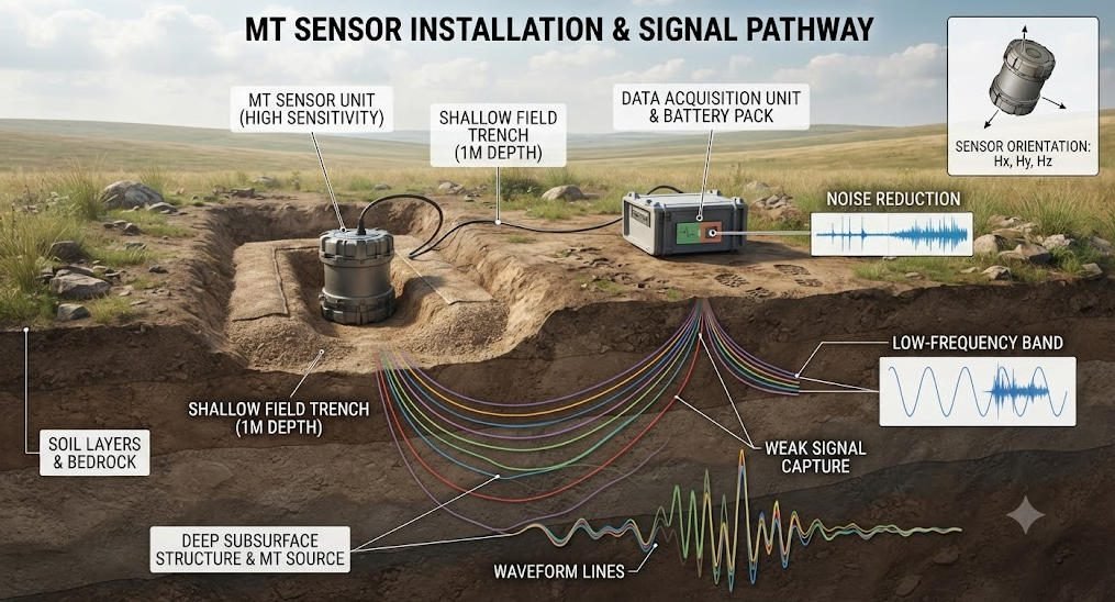 High sensitivity MT sensor improving deep geophysical exploration data quality