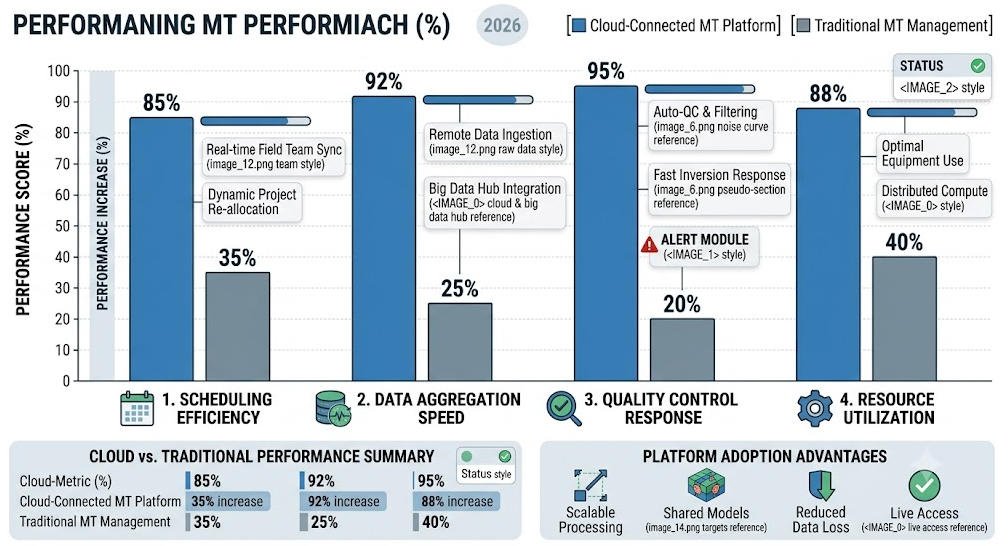 Efficiency comparison between traditional MT management and cloud-connected MT platform for multi-project operations