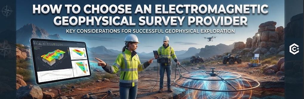 illustrating professional geophysicists conducting an electromagnetic geophysical survey