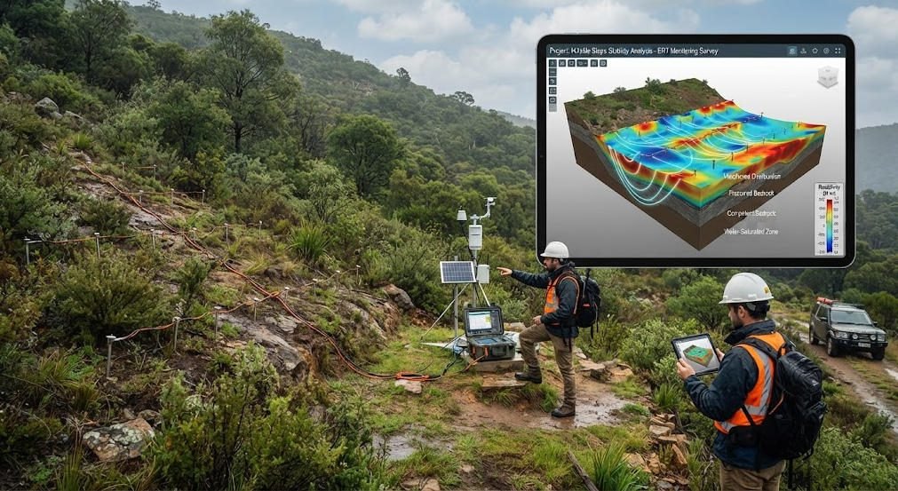 Geoelectrical monitoring of a landslide slope using installed electrodes and subsurface resistivity imaging
