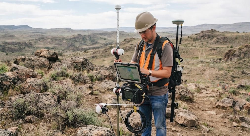 Field survey workflow using a proton magnetometer with sensor alignment and GPS positioning